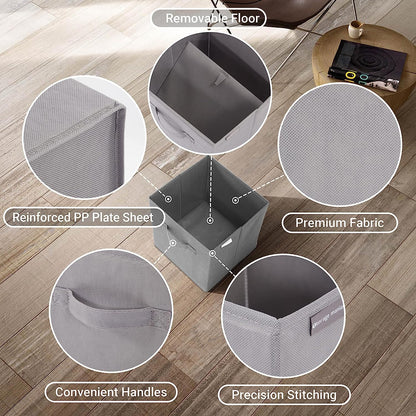 EOGILY Collapsible Fabric Storage Cubes Organizer, Set of 6 Home Foldable Collapsible Storage Box, Fabric Cubby Organizer Baskets with Dual Handles, Cube Storage Bins for Shelf, Home and Office