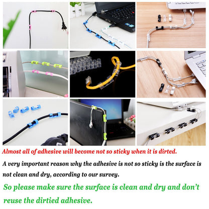 SYGA 60 Pieces self-Adhesive Cable Clips Organizer Drop Wire Holder Cord Management System (Transparent)