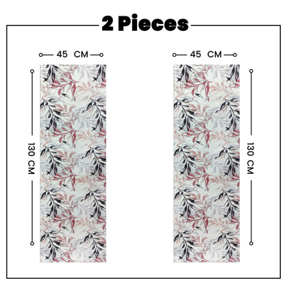 INtex HOME Linen Velvet Table Runner, 45 x 130 cm, Modern Leaves Design, Elegant Rectangular Tablecloth for Dining, Living Room and Kitchen, Soft, Durable - Café x Brown - Single Piece