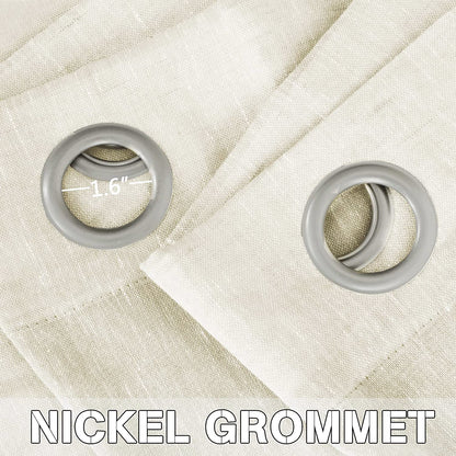 Semi-Transparent Natural Linen Curtains with Elegant Sheer Fabric and Steel Grommets - 1 Piece