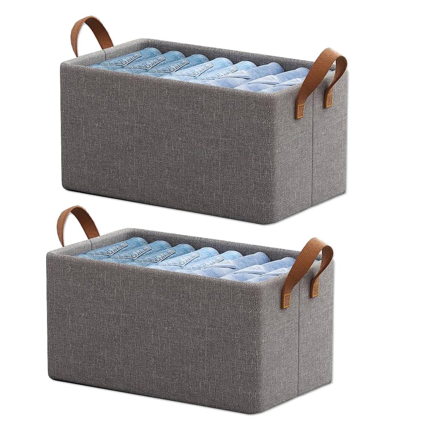 2Pcs Collapsible Fabric Storage Cubes Organizer with Handles Foldable Storage Baskets for Organizing Toys, Books, Shelves, Closet, Large Storage Box with Handles, Sturdy Organizer Bins, Foldable