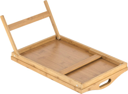Bed Table with Folding Legs, Multifunctional Breakfast Tray, Natural and Simple Design - Bamboo