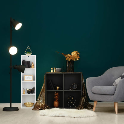 4-Tier Bookcase, Modern Design Standing Storage Shelf for Home & Office, PB Construction, HxWxD: 106 x 30 x 23 cm, White, Compact and Slim Profile, Versatile Unit