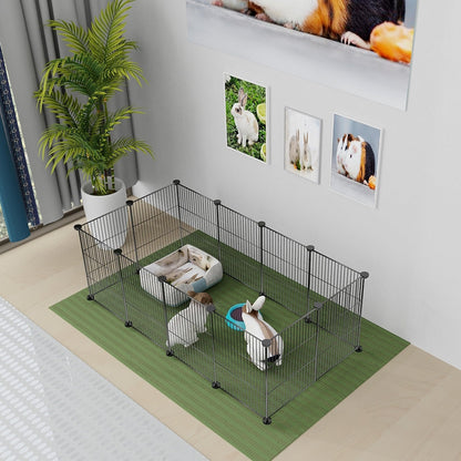 Lxvckly Pet Playpen, Small Animals Cage, DIY Encrypted Metal Wire Rabbit Fence, Guinea Pigs Cages, Kitten Playpen, Indoor & Outdoor Yard Fence for Small Animals Black