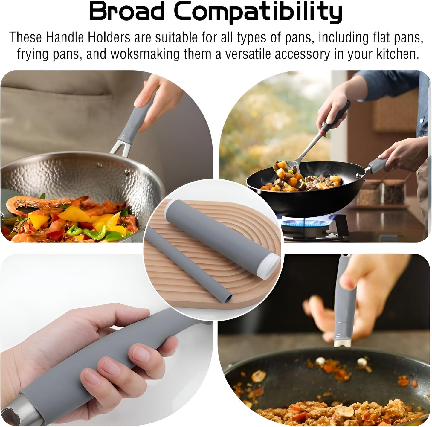 HaRvic Silicone Pot Handle Sleeve Heat Insulation Silicon Cover Pot Handle Cover Cast Iron Silicone Handle Cover Pan Handle Sleeve Silicone Pan Handle Grip Self-Shrink Handle Sleeve Any Handle & Grip