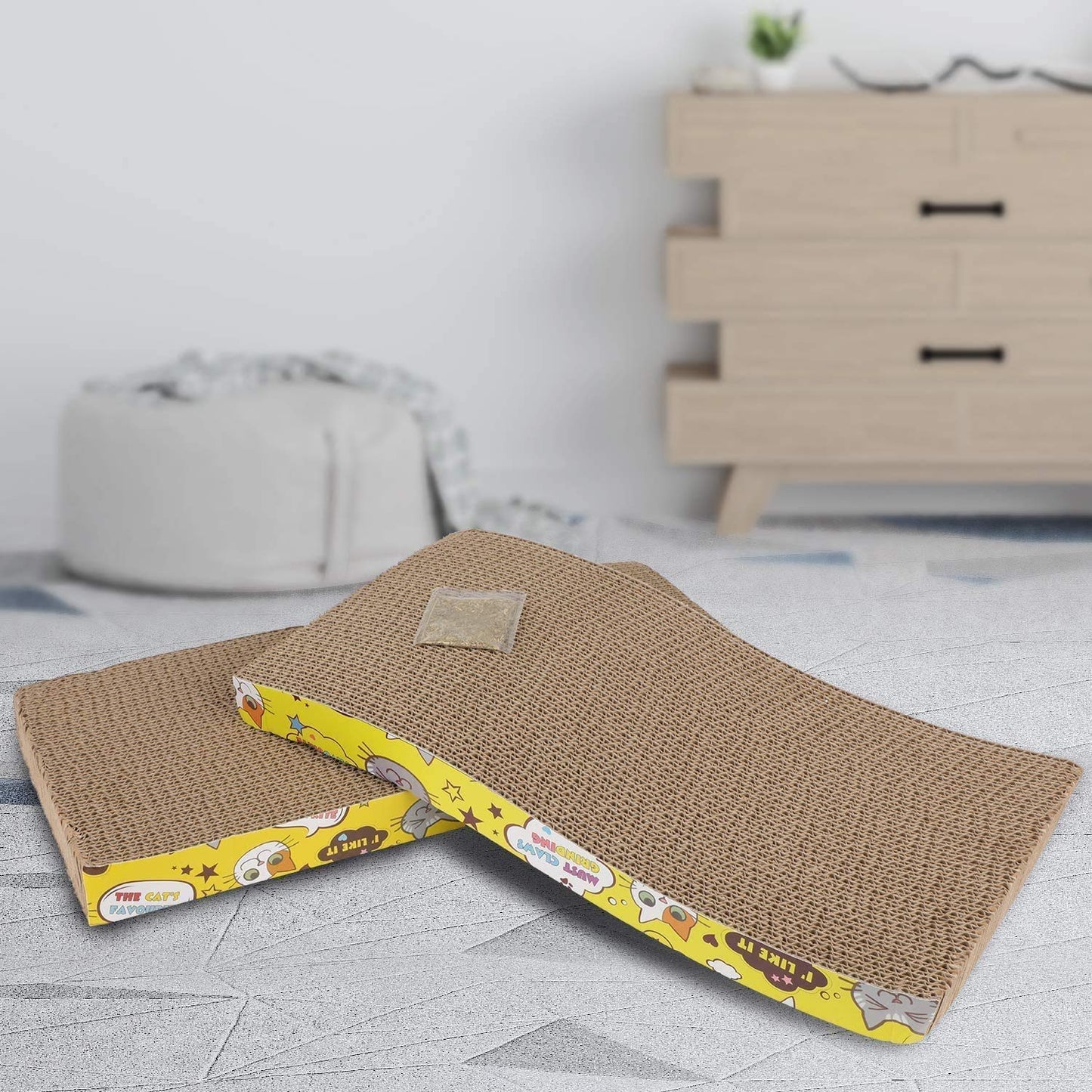 TK 2 in 1 Cat Scratcher Cardboard, Cat Scratching Pad Toy with a Curved Wave Design, Cat Scratcher Pad Lounge Sofa Bed, Suitable for Cats to Rest, Grind Claws and Play