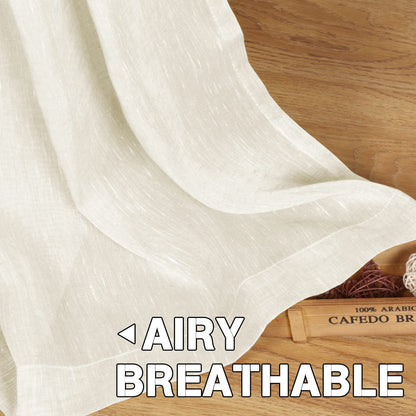Semi-Transparent Natural Linen Curtains with Elegant Sheer Fabric and Steel Grommets - 1 Piece