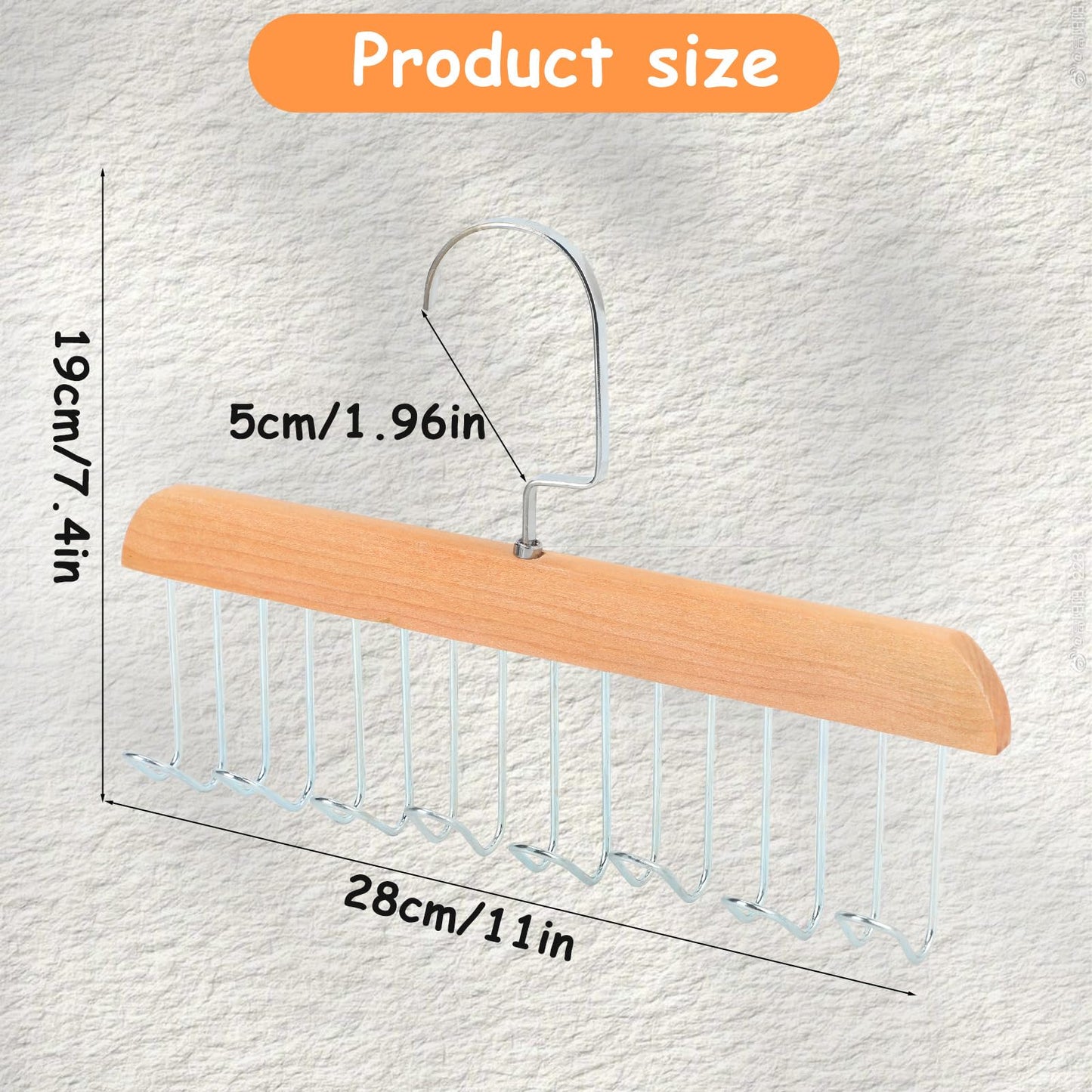 Xbaiyanr 4Pcs Anti Slip Multi Hook Coat Racks,Bra Hangers for Closet Organizer with 8 Hooks 360 °Swivel Belt Hanger for Closet for Belt, Tie, Tank Top, Bra, Scarf (Brown)