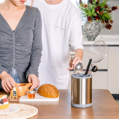 Gronivex 360° Rotating Storage Rack, Rotary Stainless Steel Kitchenware Storage Bucket, Basic Kitchen Container for Kitchen Countertops, Kitchenware Holder for Kitchen Countertops