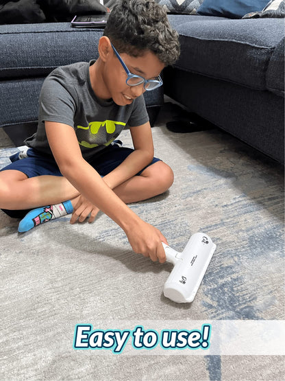 Reusable pet hair removing roller