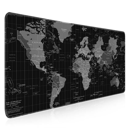 SABAN Gaming Mouse Mat World Map, XXL Mouse Mat Large 900 x 400 mm Table Mat Large Size Multifunctional Non-Slip Desk Mat Improves Precision and Speed - Black