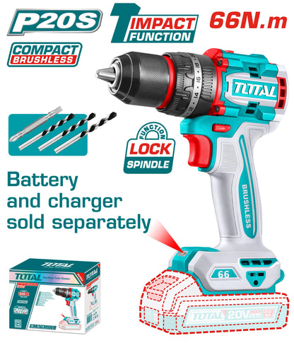 Compact Brushless Cordless Impact Drill 20V 66NM TIDLI206681