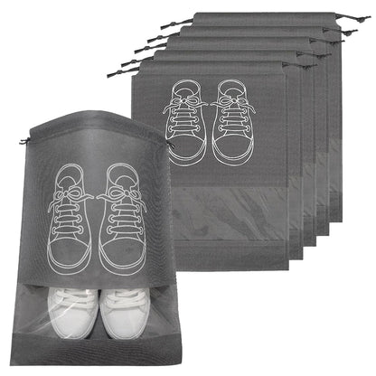 YHQZ 5 Pcs Large Shoe Storage Bags,Shoe Bags for Travel,Dustproof Drawstring Shoes Bags,Shoe Travel Bag,Drawstring Non-Woven Shoes Storage Bags with Transparent Window for Daily and Travel Use(Grey)