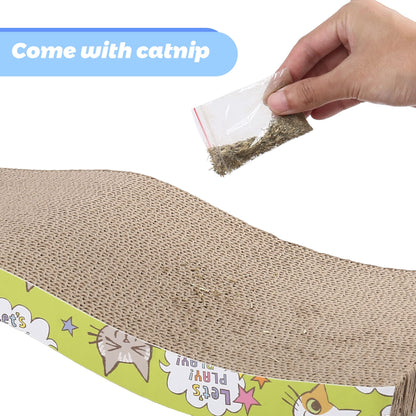 PrimePets Cat Scratchers Cardboard, S Shape Cat Scratch Pad, Cat Scratching, Corrugated Board Reversible with Catnip for Indoor Cats