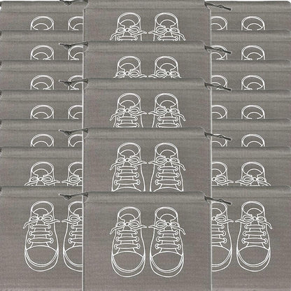 حقائب تخزين أحذية كبيرة، حقائب أحذية مقاومة للغبار برباط مع نافذة شفافة، منظم سفر مقاوم للماء، حقائب أحذية محمولة - رمادي