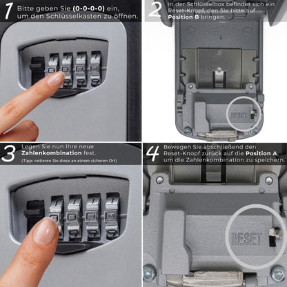 WERKGUT® Key Safe with Number Code (4 Digits) | Secure Key Safe for Storing Keys | Weatherproof Key Box with Code for Outdoor and Indoor Wall Mounting (Silver)