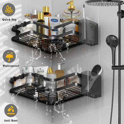 ZVZM Shower Caddy Corner, Bathroom Storage Accessory 5 Pack, Bathroom Shelf No Drill with 4 Hooks, Shower Shelf Storage, Shower Corner Shelves, Shower Bathroom Shelves for Bathroom.