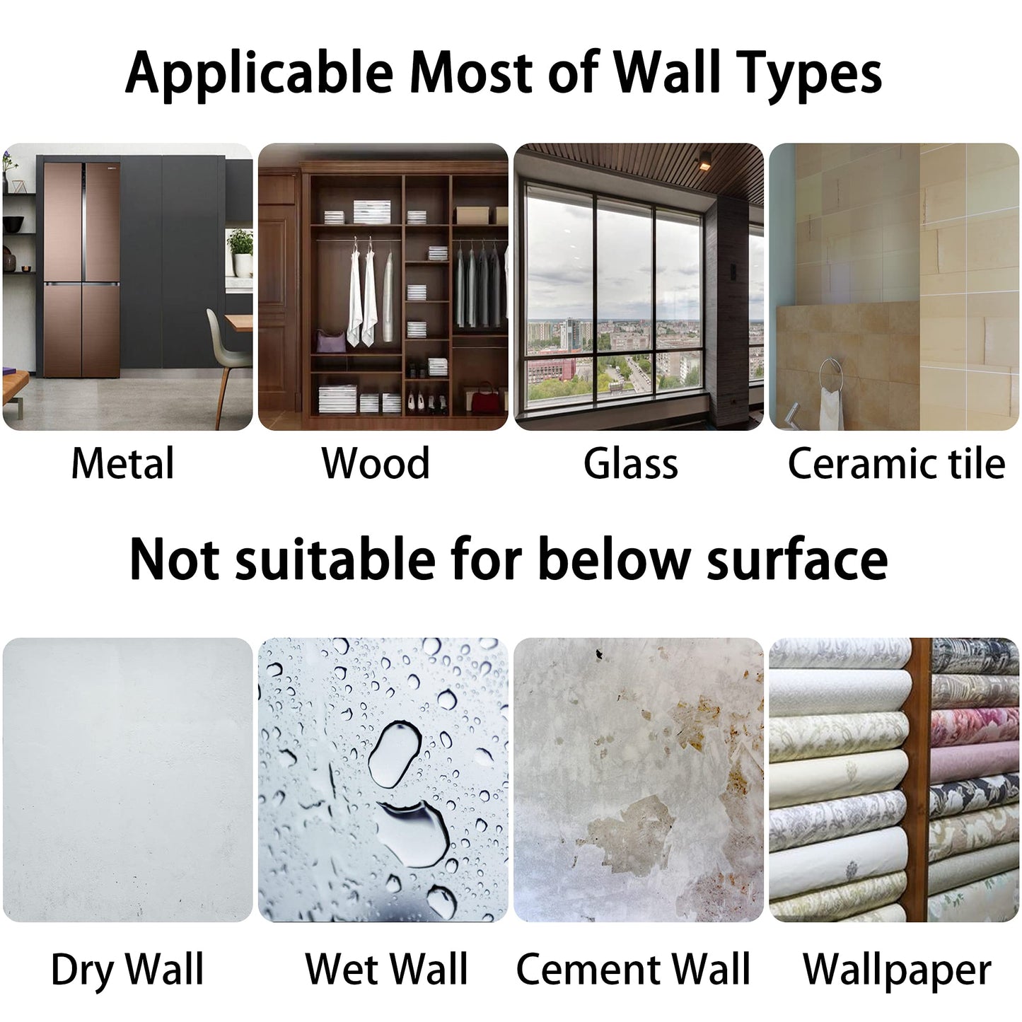 Self-Adhesive Curtain Rod Bracket, 8 Pack No Drill Curtain Rod Brackets, 3M Nail Free Drapery Hook Holders, Curtain Pole Wall Brackets, Towel Rod Hooks for Bathroom Kitchen Home