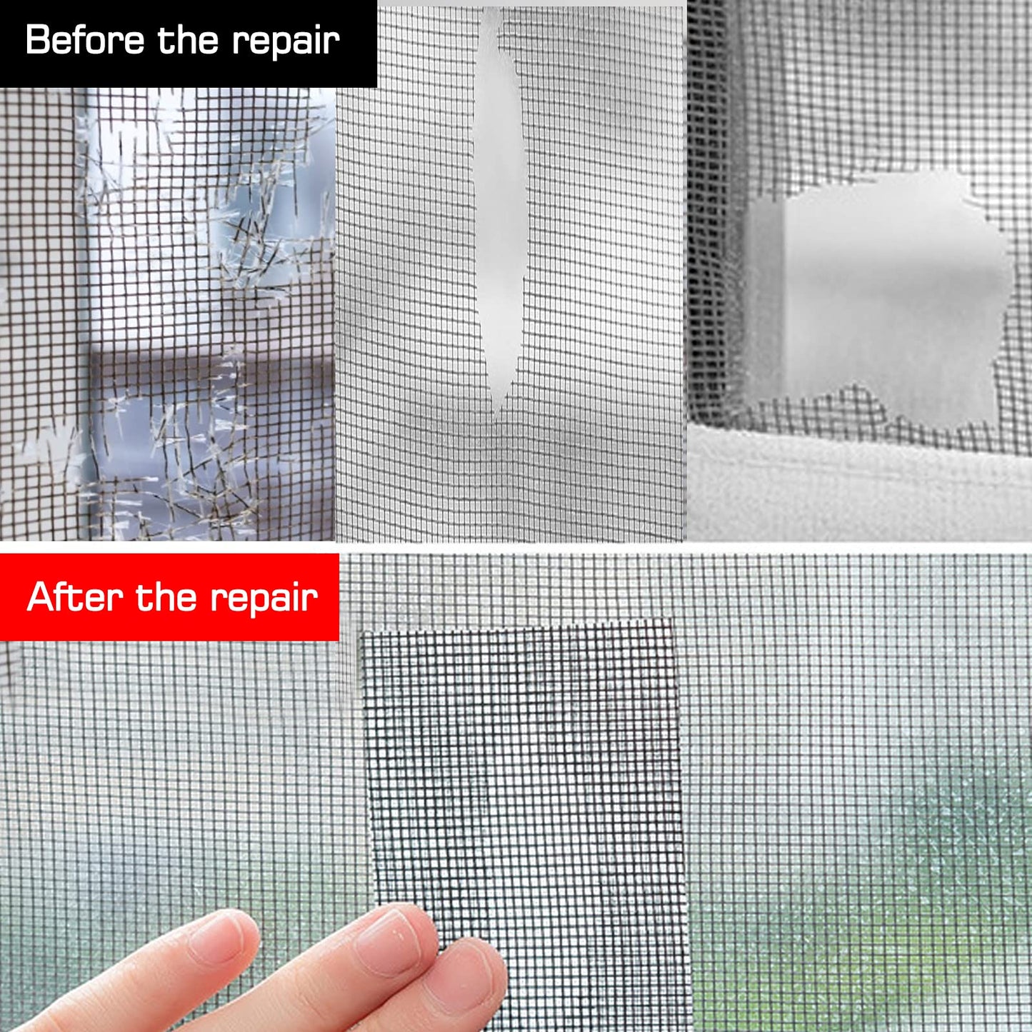 Screen Repair Tape Mosquito Net Repair Tape Self Adhesive Screen Fiberglass Mesh Patch Repair Waterproof Screen Patch Repair for Window and Door Screen Repair Anti-Mosquito 5cm x 200cm,Black