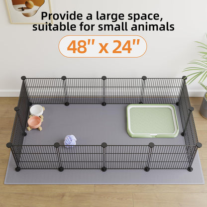 LURIVA Pet Playpen, Small Animal Cage, Pet Play Pen, Indoor Portable Metal Wire Yard Pet Fence for Small Animals, Guinea Pig, Rabbit Pen Kennel Crate Fence Tent, 15 X 12 Inch, Black, 12 Panels