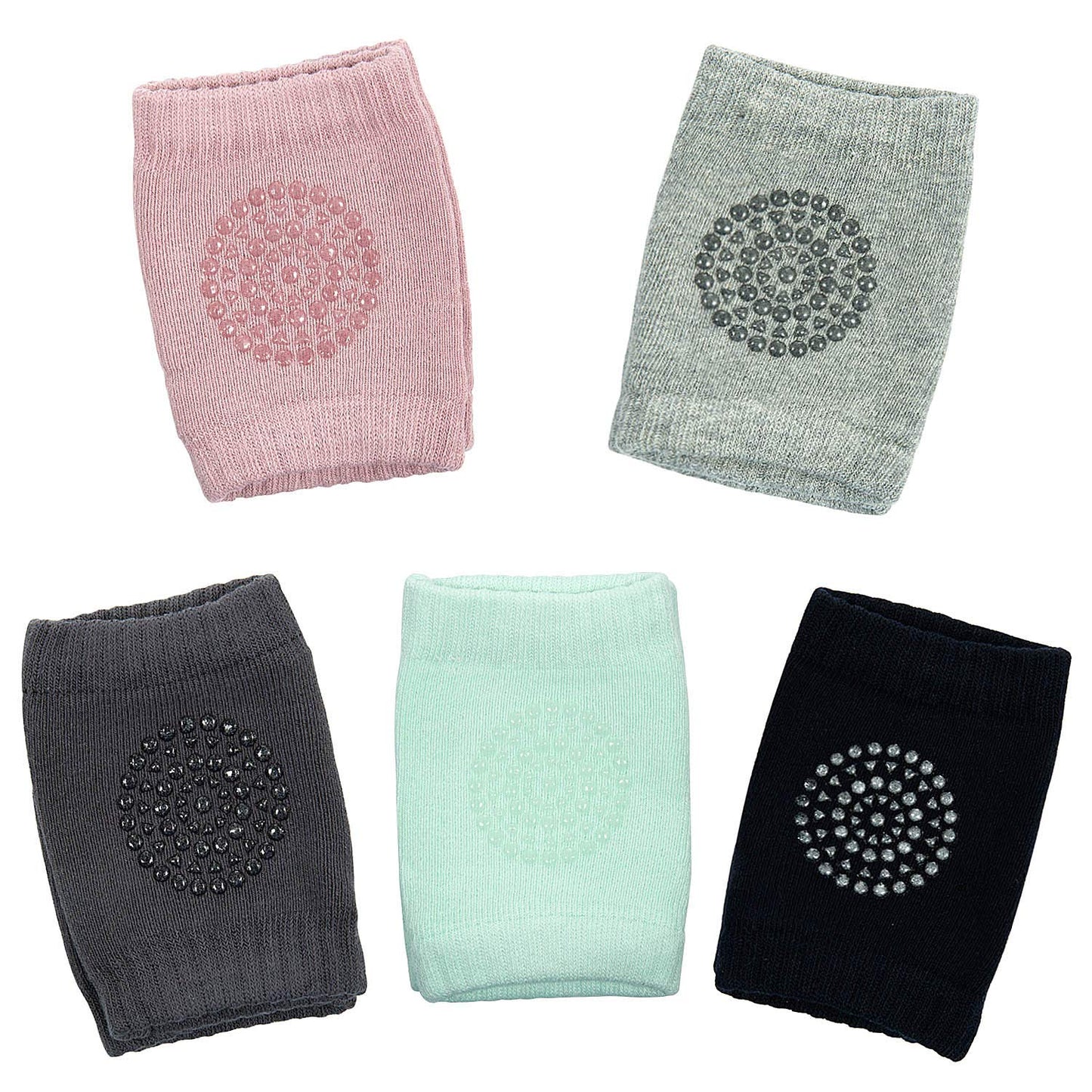 WolinTek 5 Pairs of Knee Pads Baby Crawling Knee Pads with Rubber Dots Non-Slip Elastic for Baby Crawling Aid Knee Pads 0-24 Months, multicoloured, Einheitsgröße