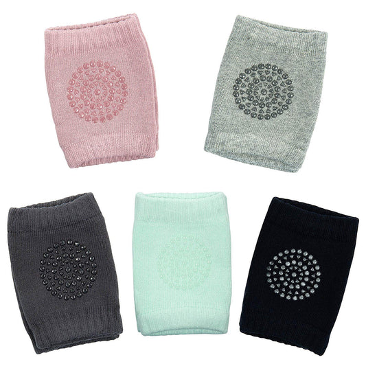 WolinTek 5 Pairs of Knee Pads Baby Crawling Knee Pads with Rubber Dots Non-Slip Elastic for Baby Crawling Aid Knee Pads 0-24 Months, multicoloured, Einheitsgröße