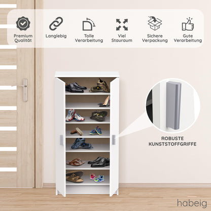 Shoe Cabinet and Chest of Drawers, Versatile Wooden Cupboard and Shoe Rack for Hallway or Bedroom Furniture in a Clean White Finish, Multi-Purpose Storage Solution