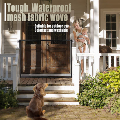 Baby Gate Pet Gate Magic Gate for Dogs Safety Guard Gate Retractable Mesh Dog Gate, Portable Folding Child's Safety Gates Install Anywhere, Safety Fence for Hall Doorway Wide 40.14"-Black