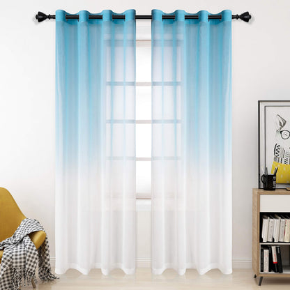 INtex CURTAINS HOUSE ‎ Luxury Voile - Gradient colours - Steel Grommets - 1 Piece Teal 200W x 230L CM