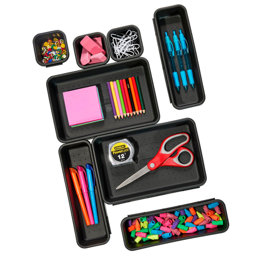 madesmart 8-Piece Interlocking Bin Pack-CARBON COLLECTION Customizable Multi-Purpose Storage, Durable, Easy to Clean & BPA-Free