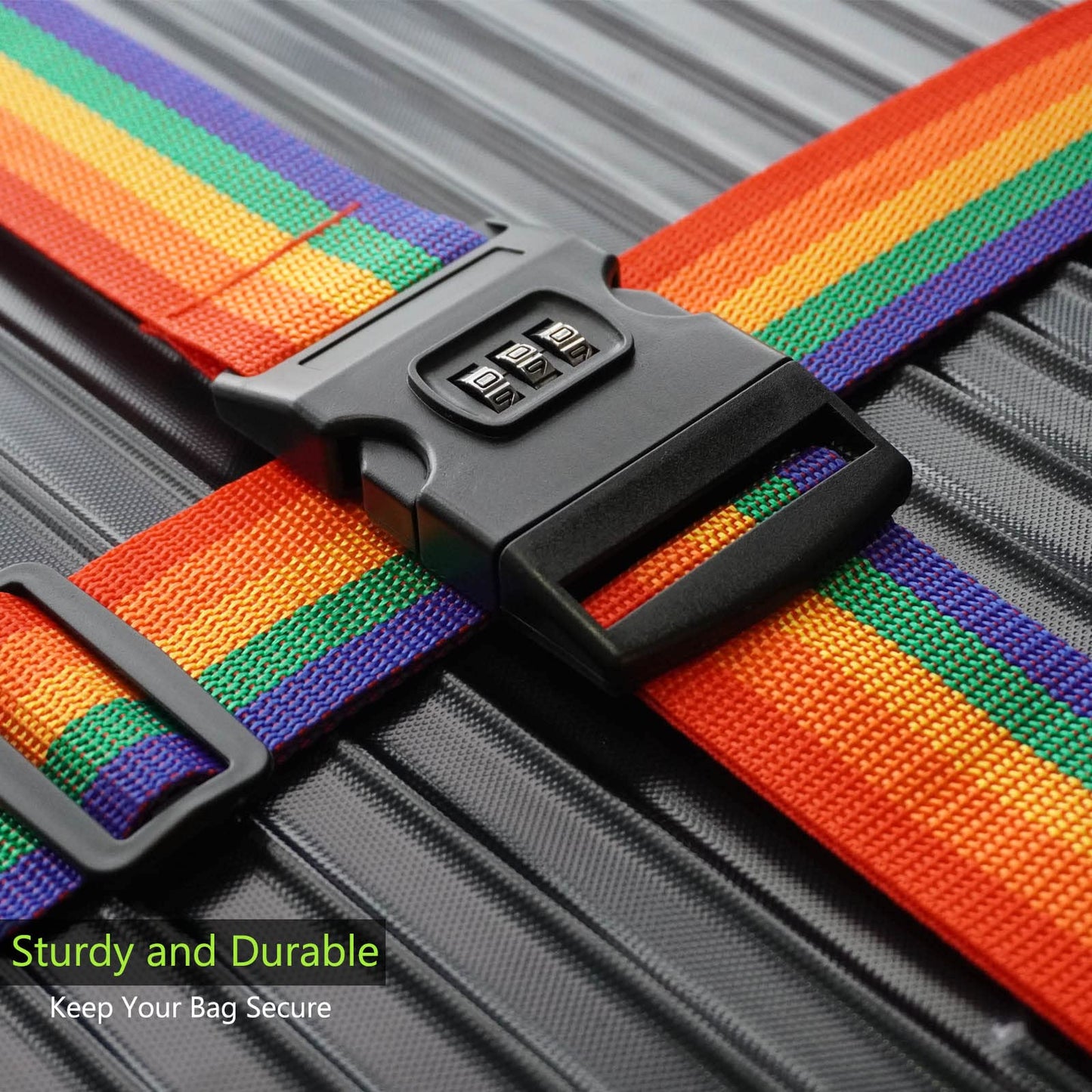 VVEIFO 2 PCS Luggage Strap 78" x 2" Suitcase Belts Wide Adjustable Packing Straps Travel Accessories, Colourful&Combination Lock