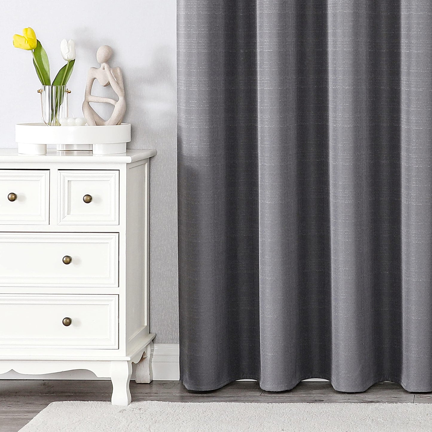 INtex Curtains Linen 100% Blackout Curtains for Bedroom Living Room Thermal Insulated Fabric -Room Darkening -Steel Grommet Window Curtains -1 Piece Ivory 140W X 250L CM