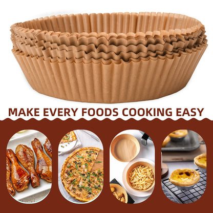 Air Fryer Disposable Paper Liners, Non-Stick Air Fryer Paper Liners for Baking, Round Food Grade Basket Waterproof Oil-Proof for Oven Microwave (100 Pcs 7.9 Inch)