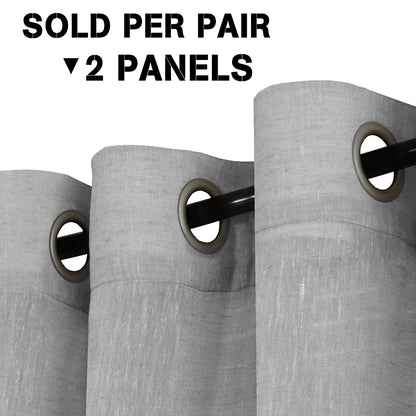 INtex Curtains Semi-Transparent Natural Linen Curtains with Elegant Sheer Fabric and Steel Grommets - 1 Piece 200W x 230L CM Dark gery