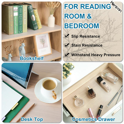 Hersvin Drawer Liners, 44.5cmx500cm Kitchen Shelf Liners Non-Adhesive Cabinet Mats Cupboard Protector EVA Plastic Lining Waterproof Washable Wipeable Anti-Slip Mats (Transparent Stripe)