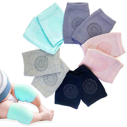 SKY-TOUCH Baby Knee Pads for Crawling (5 Pairs) - Anti-Slip, Soft, Stretchable, Cotton, Breathable & Comfortable Safety Knee & Elbow Protectors, Multicolor