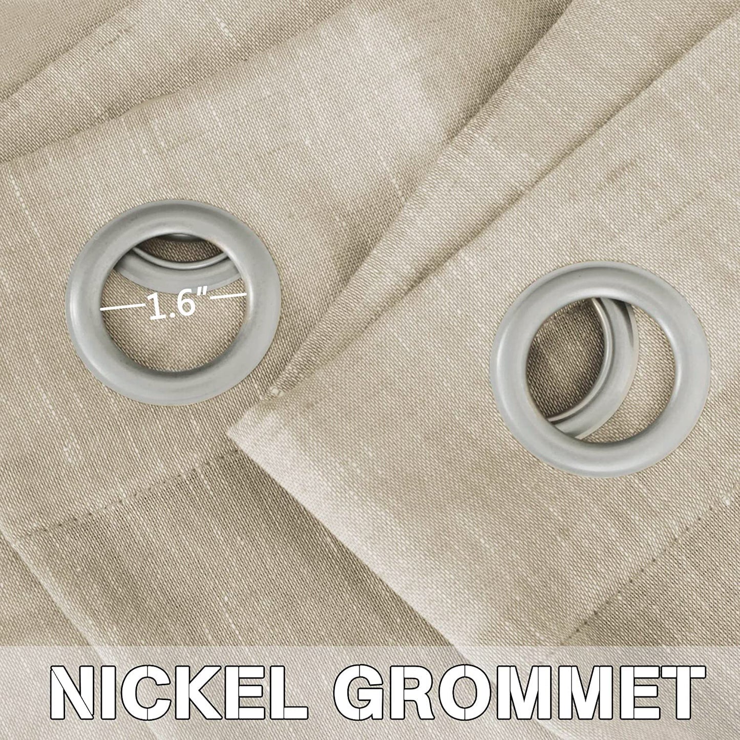 INtex Curtains Semi-Transparent Natural Linen Curtains with Elegant Sheer Fabric and Steel Grommets - 1 Piece 200W x 230L CM Dark gery