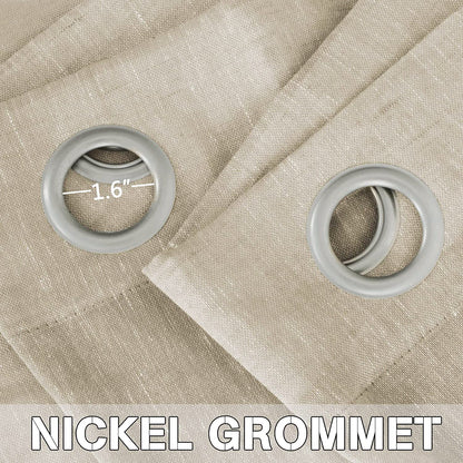 INtex Curtains Semi-Transparent Natural Linen Curtains with Elegant Sheer Fabric and Steel Grommets - 1 Piece 200W x 230L CM Dark gery