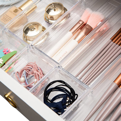 15 PCS Clear Plastic Drawer Organizer Bin Tray for Makeup, Kitchen Utensils, Jewelries, and Gadgets
