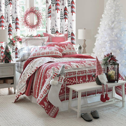 Intex Curtains House Christmas Curtains – Christmas Tree & Snowflake Print Linen Velvet for Living Room & Bedroom - Christmas Home Window Decor - Steel Grommets - 1 Piece - 135W x 230L CM