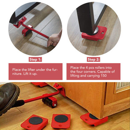 Primo Supply AJB Furniture Appliances Mover Glider Lifter Slider Roller Logistics Helper Tool Set System - Heavy Duty and Durable | Make Moving Rearranging Safe Convenient and Easy, Red