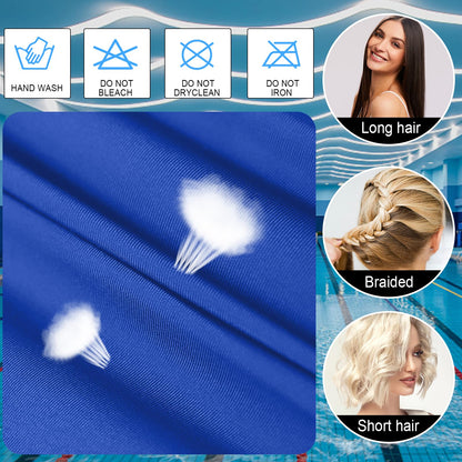 LEDEAK Swimming Pool Cap with 3D Ear Protection, Waterproof Silicone Swimming Cap, Swimming Cap for Men Women Long and Short Hair (Blue)