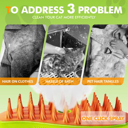 chimoo Cat Brush with Steam, 3-in-1 Steam Brush Cat Green Steamy Brush Cat Steam Brush for Cats with Spray Cat Brush with Water Cats Steam Brush Care Brush for Cats and Dogs for Hair Removal