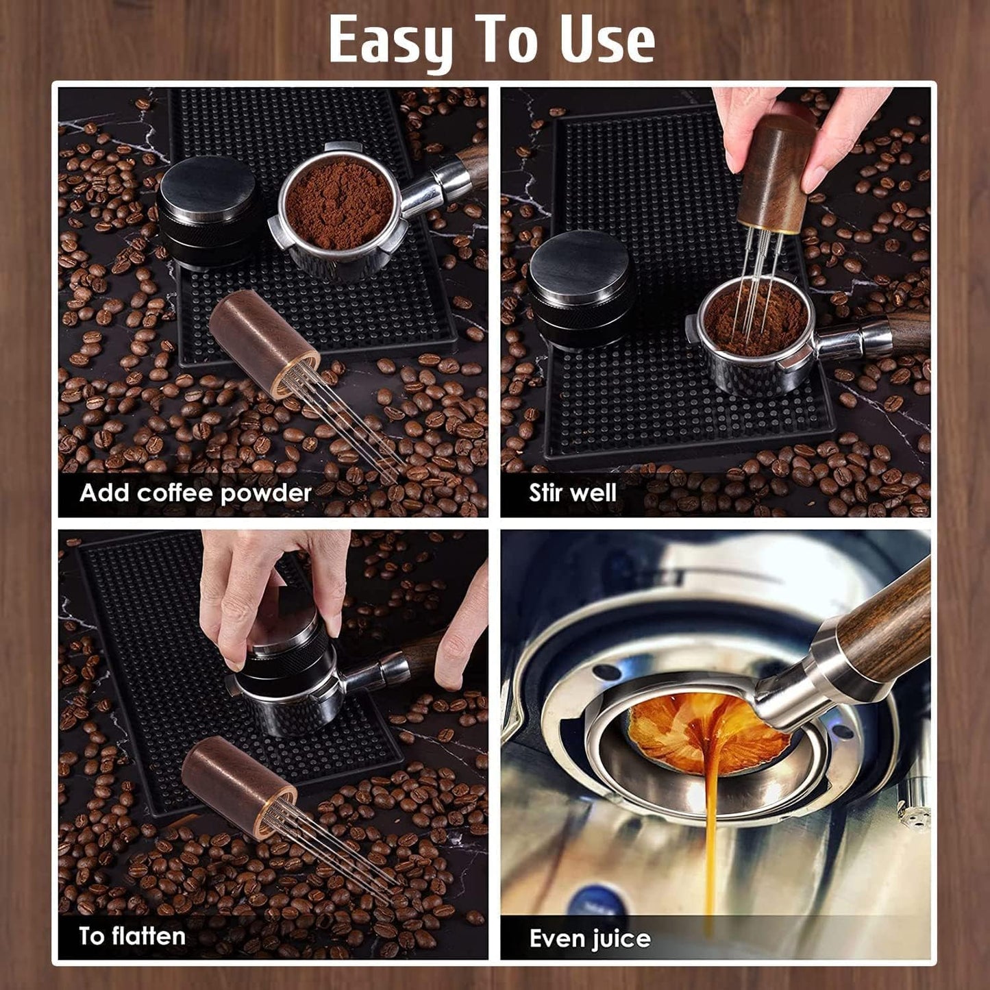 WEZCHUGHAOL Espresso Coffee Stirrer, Coffee Stirring Tool, Professional Coffee Needle, 6 Needles 0.4mm Espresso(Dark coffee color)