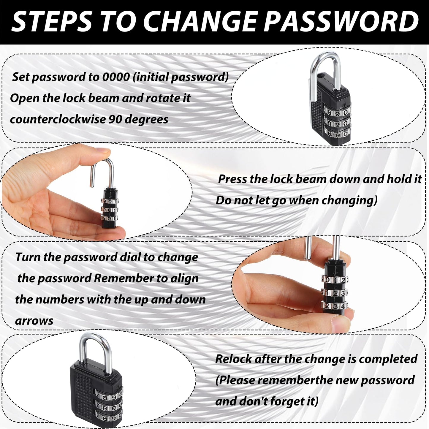 Set of 2 Combination Lock, 4 Digit Padlock, Combination Code, Weatherproof, Robust, Suitable for Schools, Lockers, Sheds, Gym, Gym, Lockers, Suitcase Lock