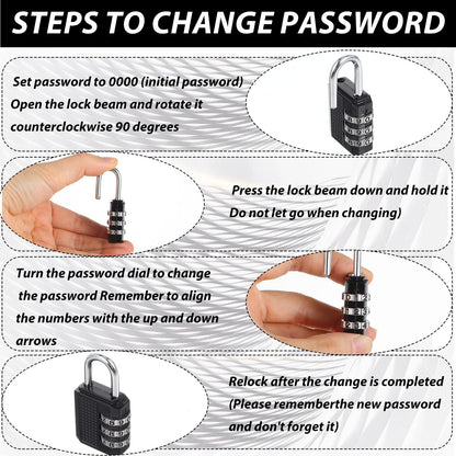Set of 2 Combination Lock, 4 Digit Padlock, Combination Code, Weatherproof, Robust, Suitable for Schools, Lockers, Sheds, Gym, Gym, Lockers, Suitcase Lock