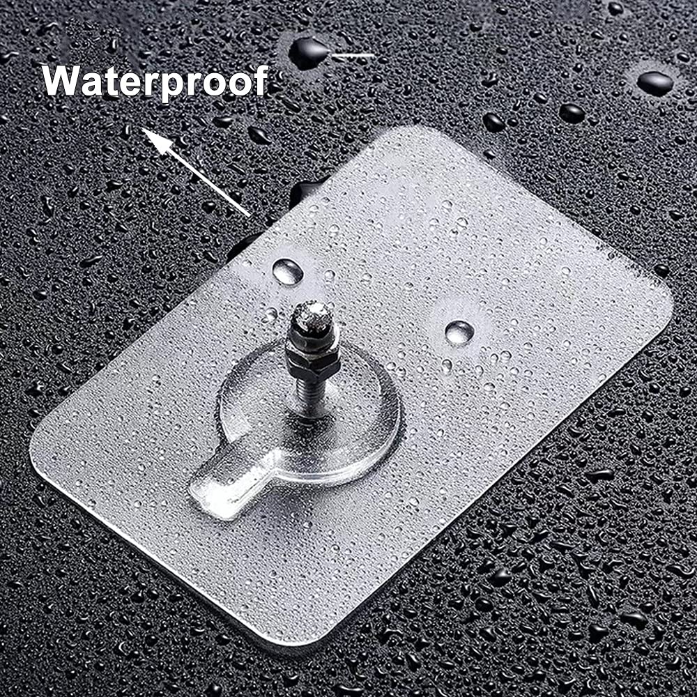 DKKO 10pcs Adhesive Wall Hook Screws Non-Trace Non-Rust No Drilling Stickers Nail Wall Mount Hanging Nails Without Screwdriver for Shower Bathroom Kitchen Storeroom Installation