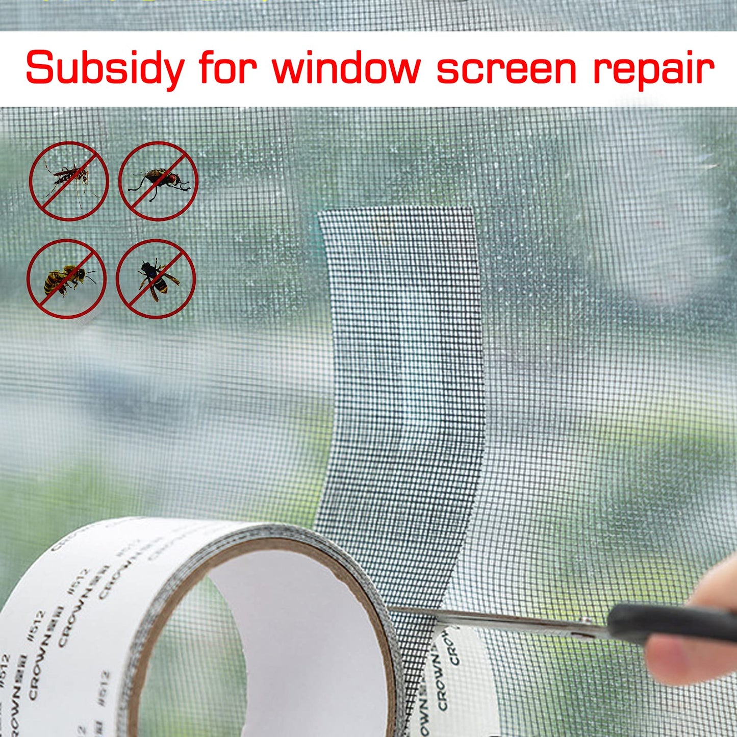 Screen Repair Tape Mosquito Net Repair Tape Self Adhesive Screen Fiberglass Mesh Patch Repair Waterproof Screen Patch Repair for Window and Door Screen Repair Anti-Mosquito 5cm x 200cm,Black