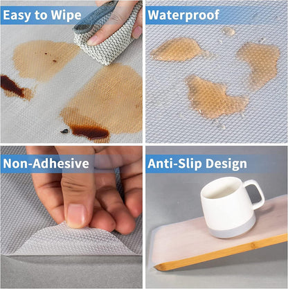 TIED RIBBONS Shelf Liner Anti Slip Skid Resistant Grip EVA Mat (1 Roll, 45 cm x 300 cm, White) for Wardobe Kitchen Bathroom Shelves Drawer Fridge Cupboard Dining Table Place Mat