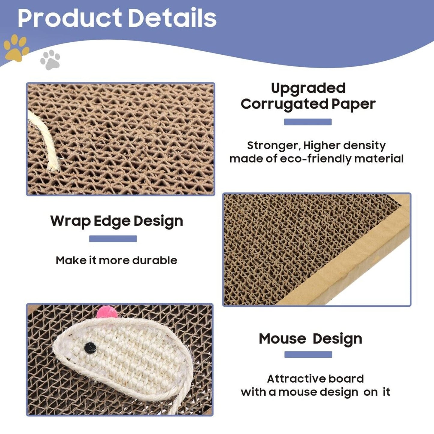 2pk Cat Scratching Board | 37 x 12cm | Reversible Cat Scratcher Cardboard Cat Scratchers for Indoor Cats, Small & Large | Cat Scratching Pad Cat Scratch Board Cat Cardboard Scratcher for Cats